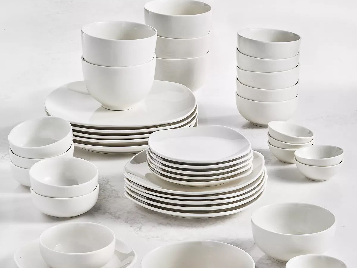 42 piece white dinnerware set