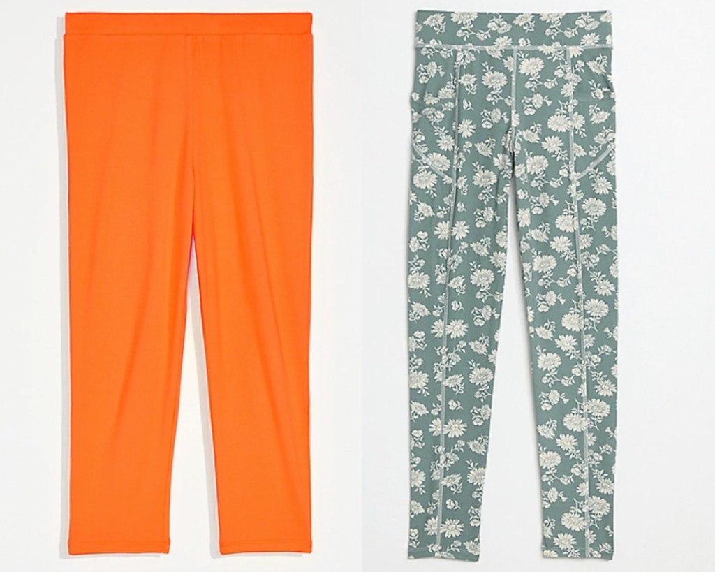 orange and floral leggings