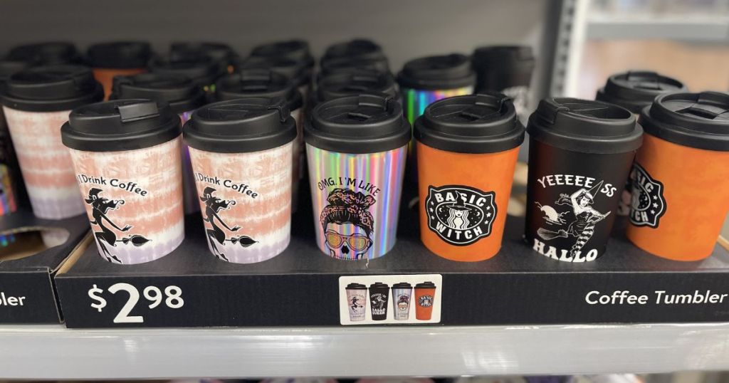 Halloween mugs on store shelf
