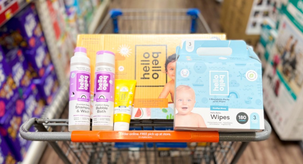 baby products in walmart cart