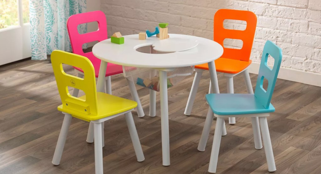 colorful table and chairs set