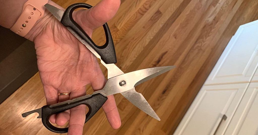 person holding kitchen shears