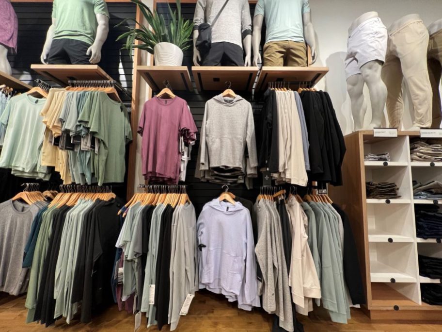 display of lululemon clothing