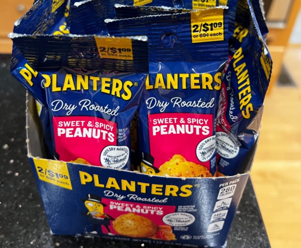 Planters Sweet And Spicy Peanuts 18 Count Box Only 6 Shipped On Amazon Just 34¢ Per Pack