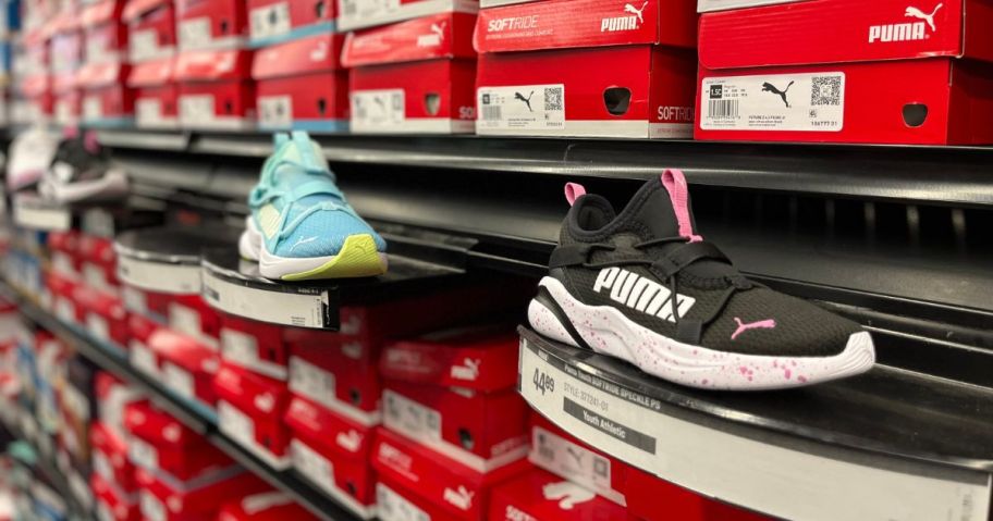 puma shoes on display at store