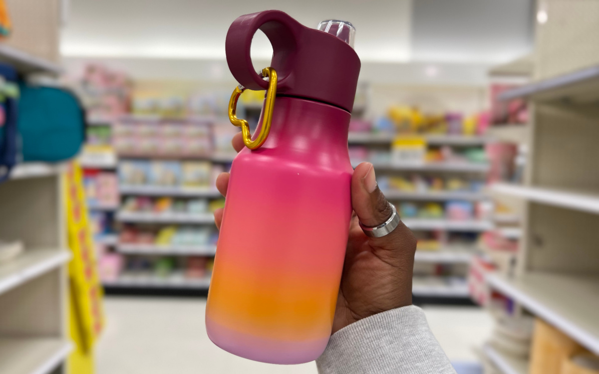 pink gradient stainless steel water bottle