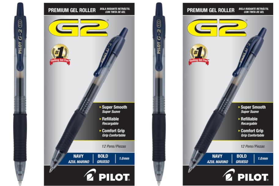 stock images of Pilot G2 Premium Gel Roller Pens 12 Pack in Navy