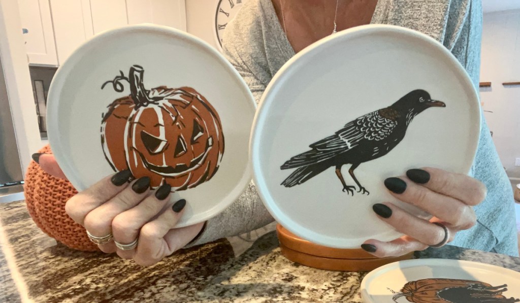 pumpkin and crow stone plates
