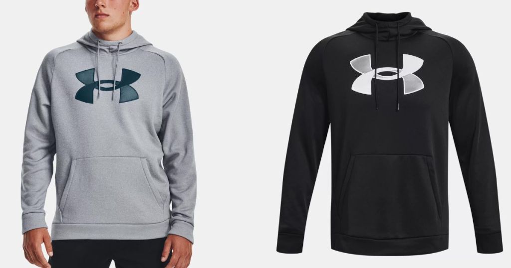 mens gray and black under armour hoodies