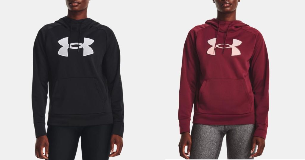 womens black and burgundy under armour hoodies