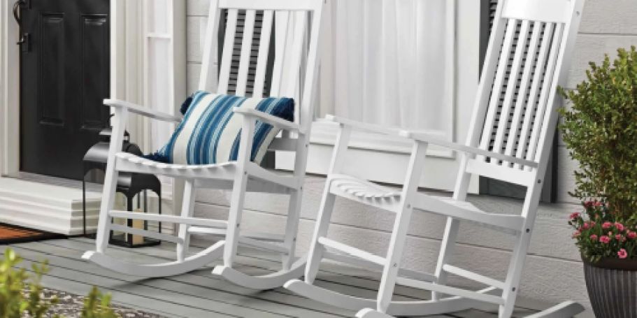 Weather-Resistant Wood Rocking Chair Only $87 Shipped on Walmart.com | Great Gift for Dad