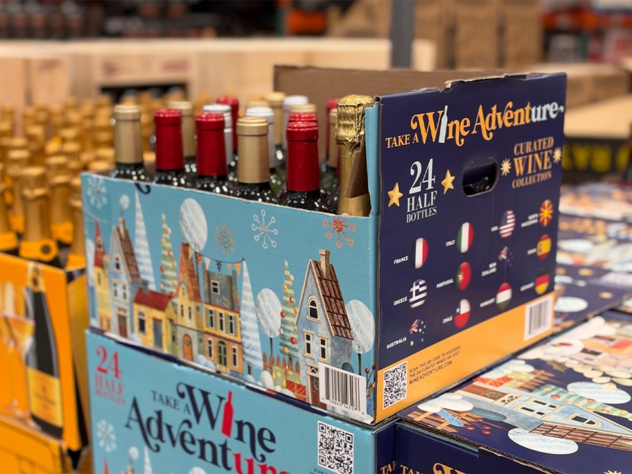 wine adventure advent calendar open with bottles 