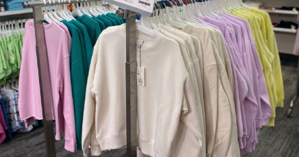 sweatshirts on rack