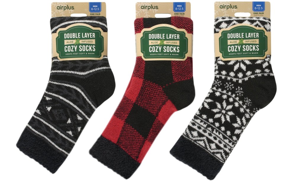 three pairs of men's socks