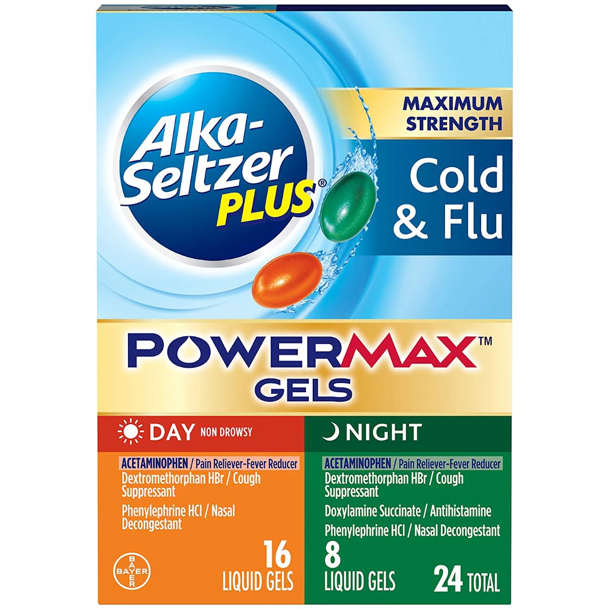 Alka seltzer plus power max gels cold and flu