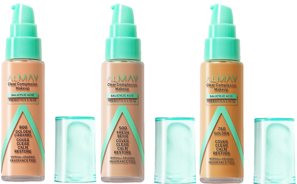 three bottles of Almay Clear Complexion Acne Foundation