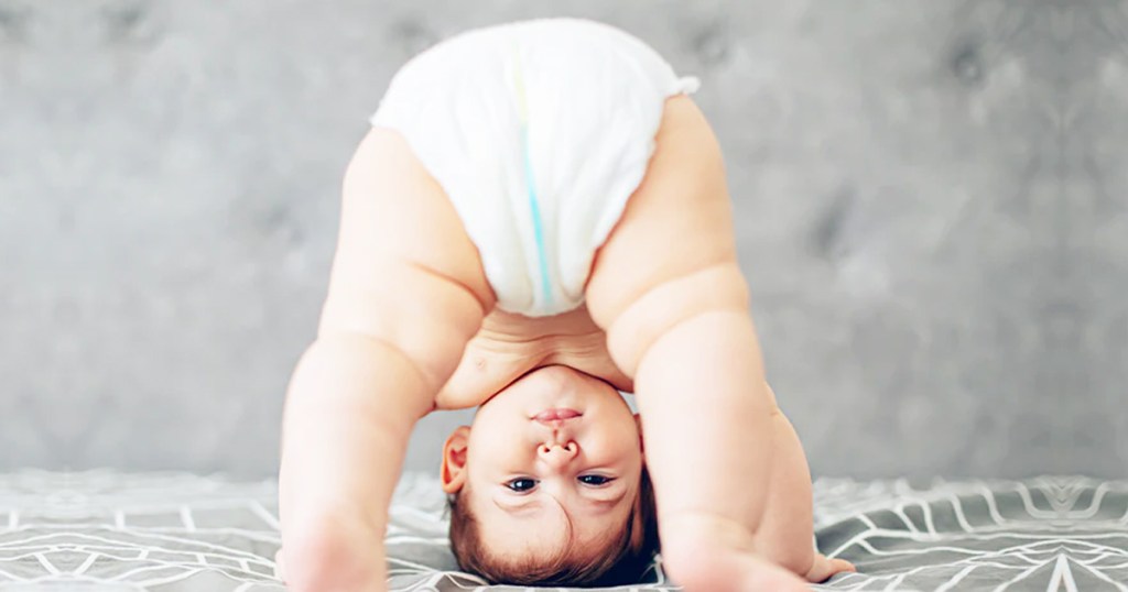 baby upside down in diaper