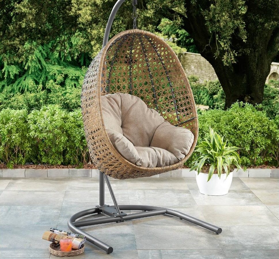 Better Homes & Gardens Lantis Patio Wicker Hanging Egg Chair w/ Stand