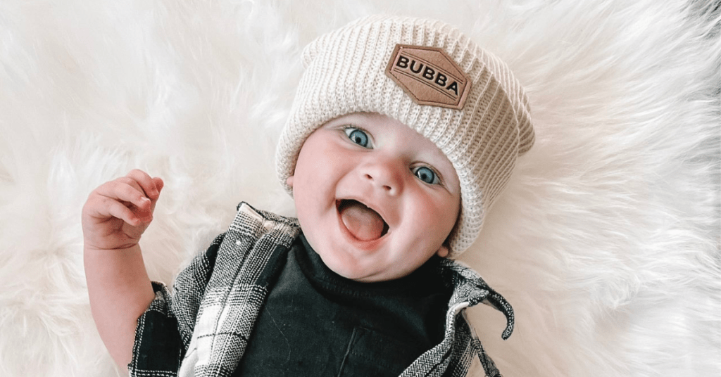 baby wearing a Bubba Beanie