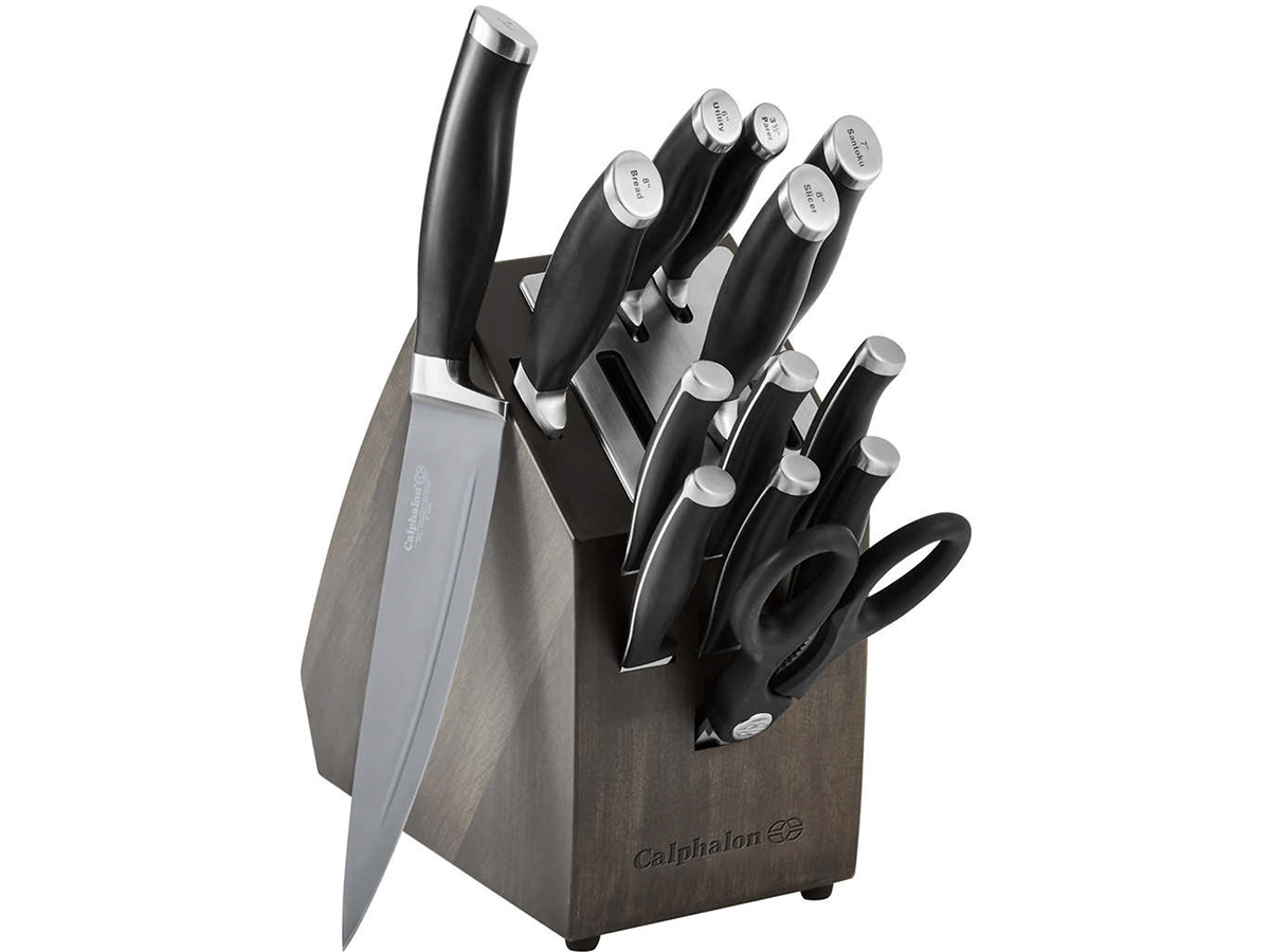 stock image of calphalon knife block set