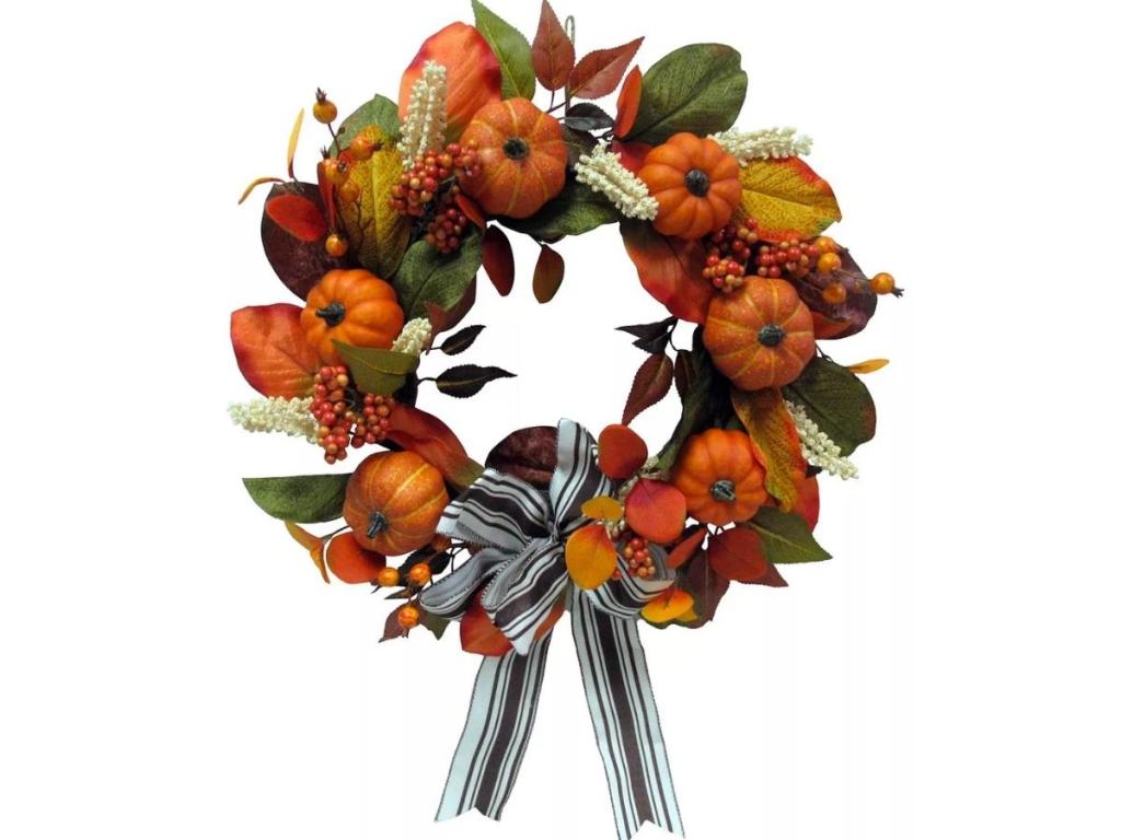 Celebrate Together Fall Artificial Pumpkin Wreath