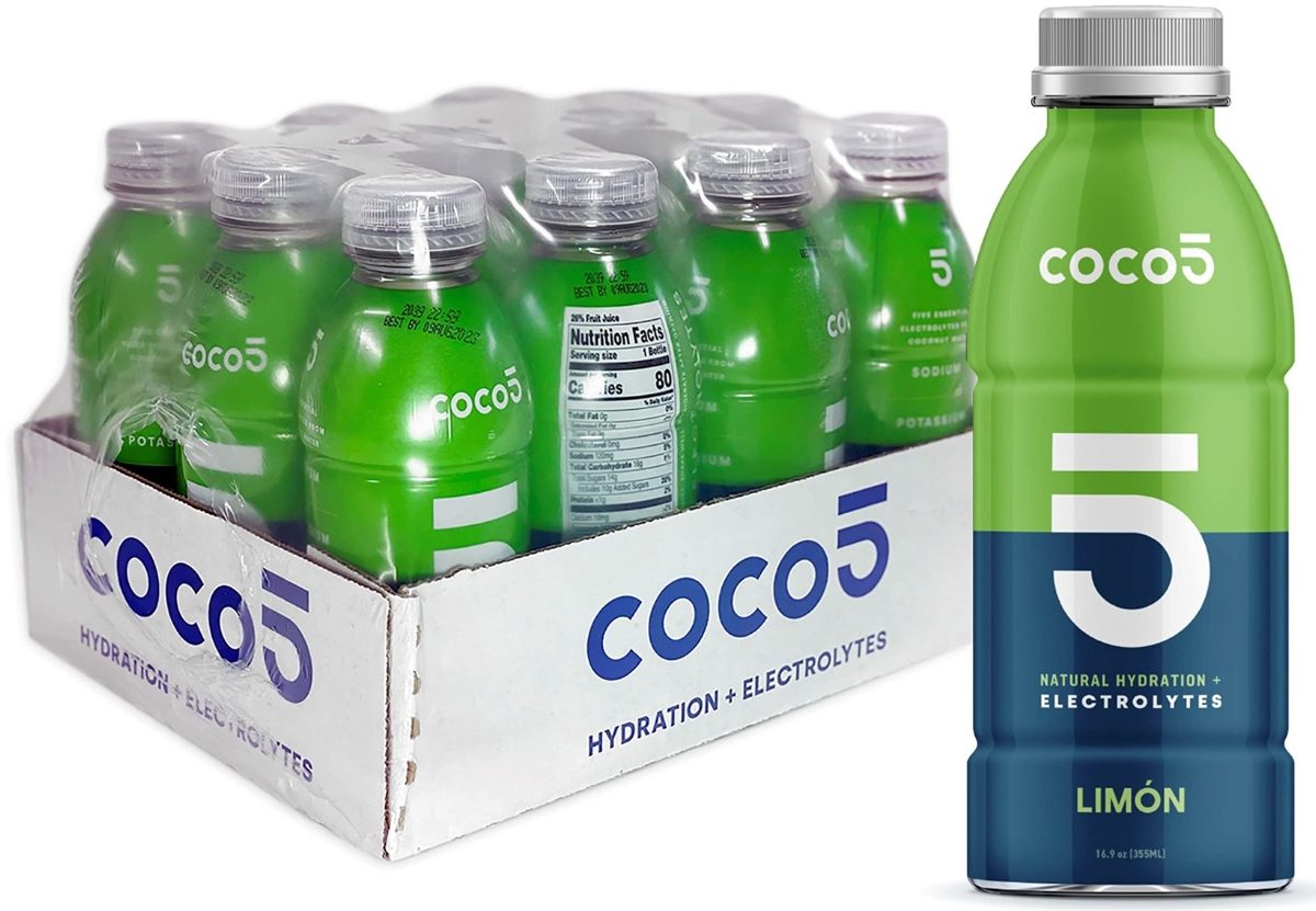 Coco5 Clean Sports Hydration Drink 16.9oz Bottle 12 Pack - Limon