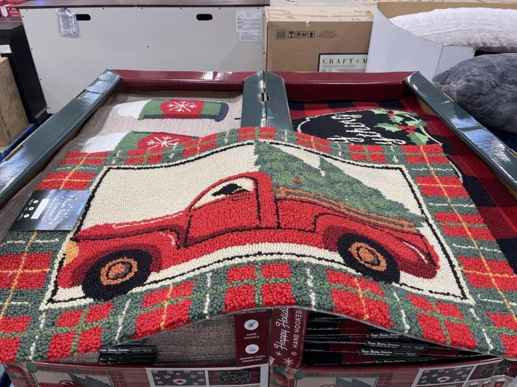 Christmas Tree Red Truck Doormat