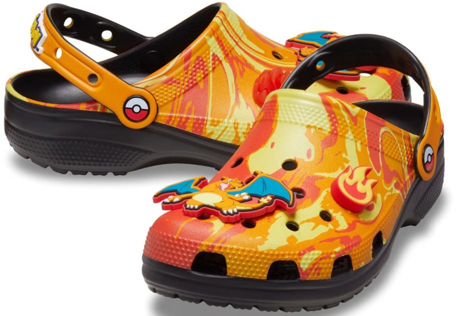 charizard orange and yellow character crocs