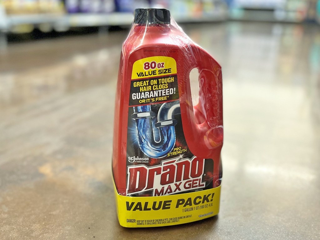 Drano Max Gel 2-pack on floor of store