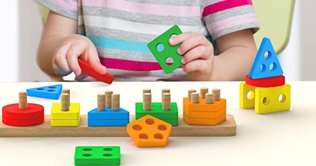 kid using blocks
