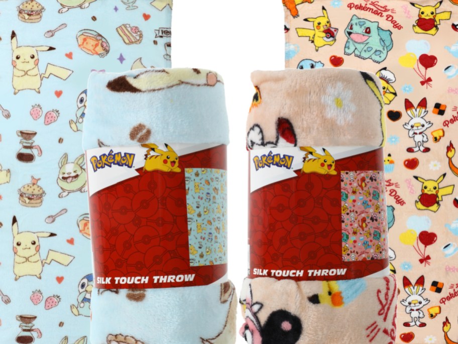 Stock images of 2 Pokemon Silky Touch Throw Blankets