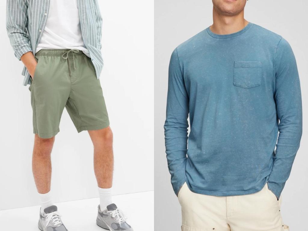 gap factory men's shorts and long sleeve t-shirt