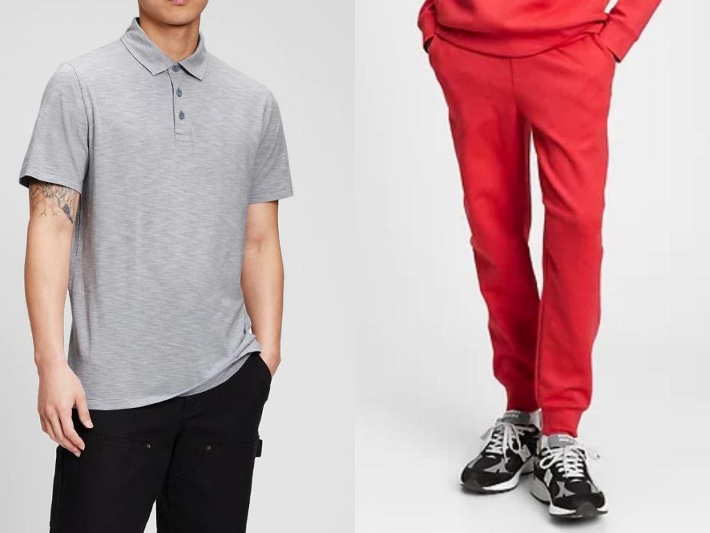 gap factory men's polo shirt and joggers