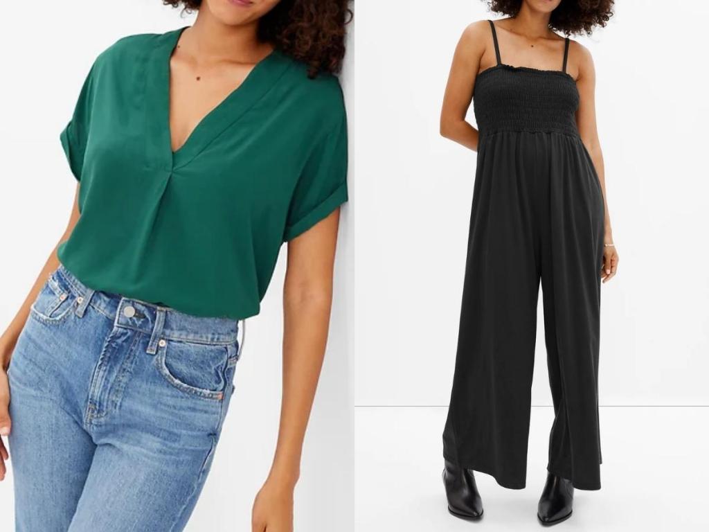 gap factory women's v-neck top and jumpsuit
