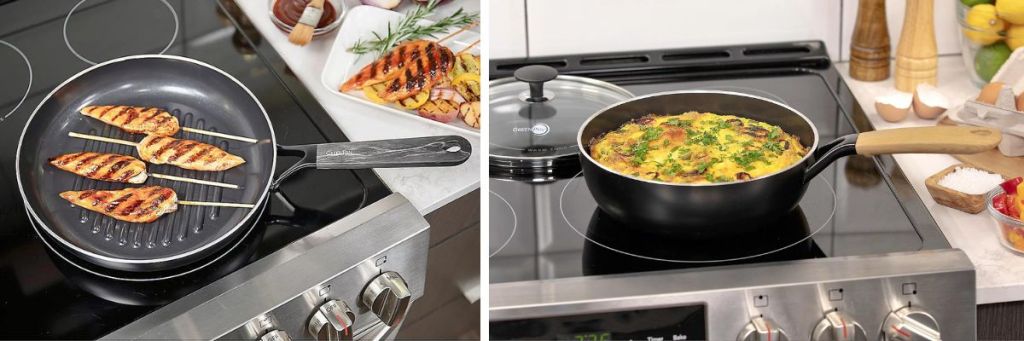 2 pans on stove