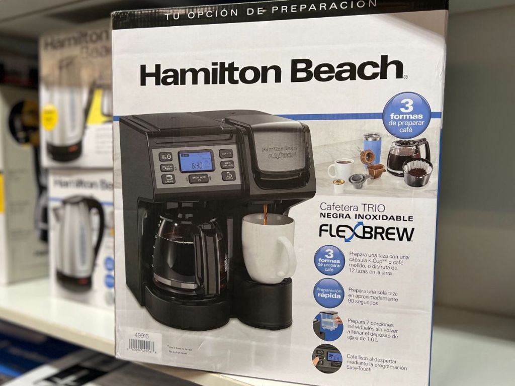 A coffee maker in a box