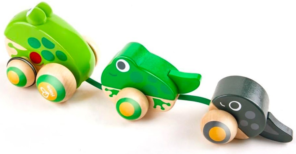 Hape Pull Along Frog Family with Anti-Rollover Wheels 