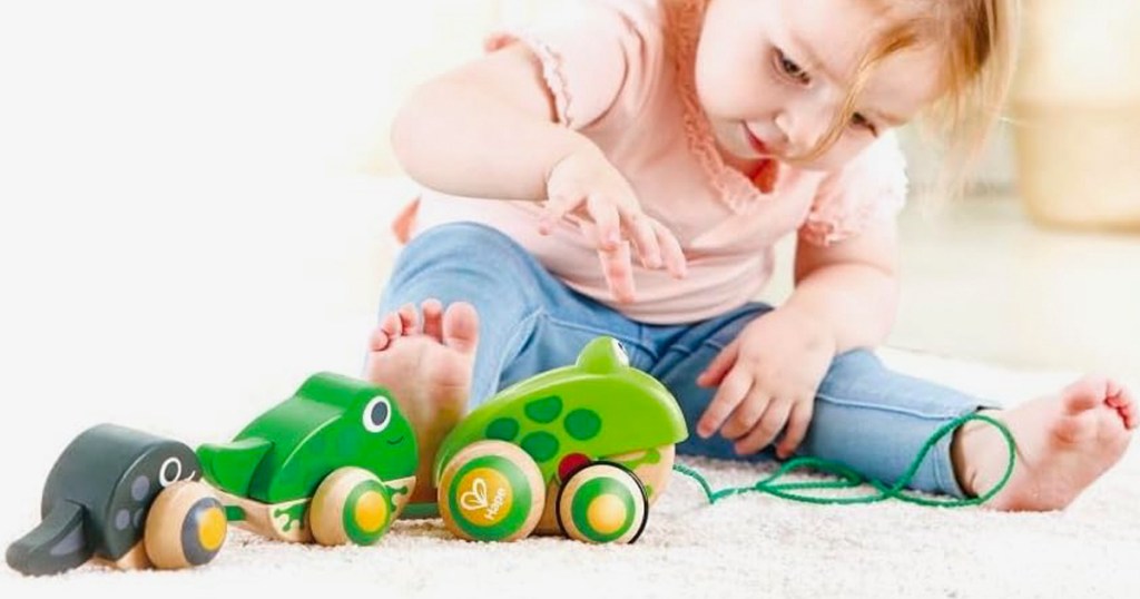 Hape Pull Along Frog Family with Anti-Rollover Wheels