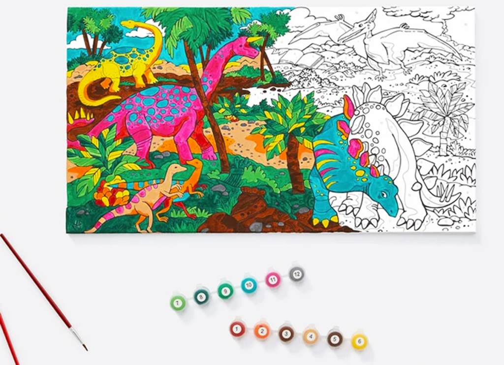 dinosaur paint by number set