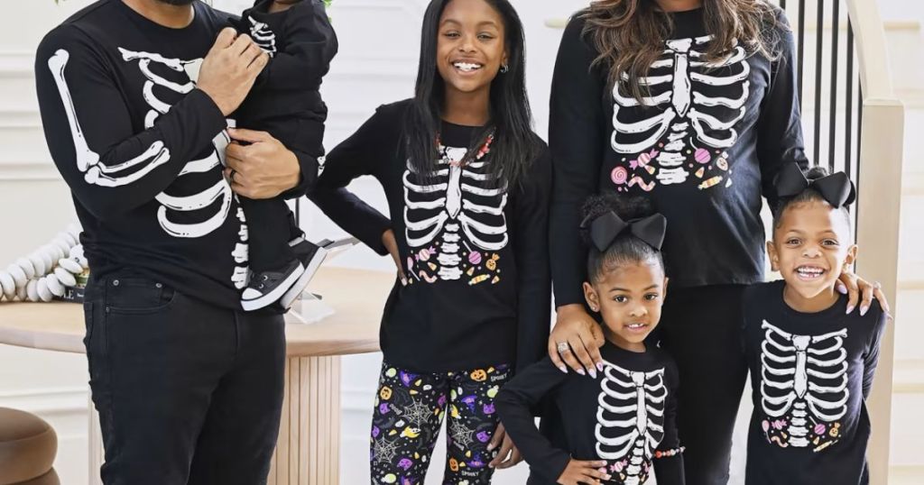 Children's Place Halloween Tees shown on family
