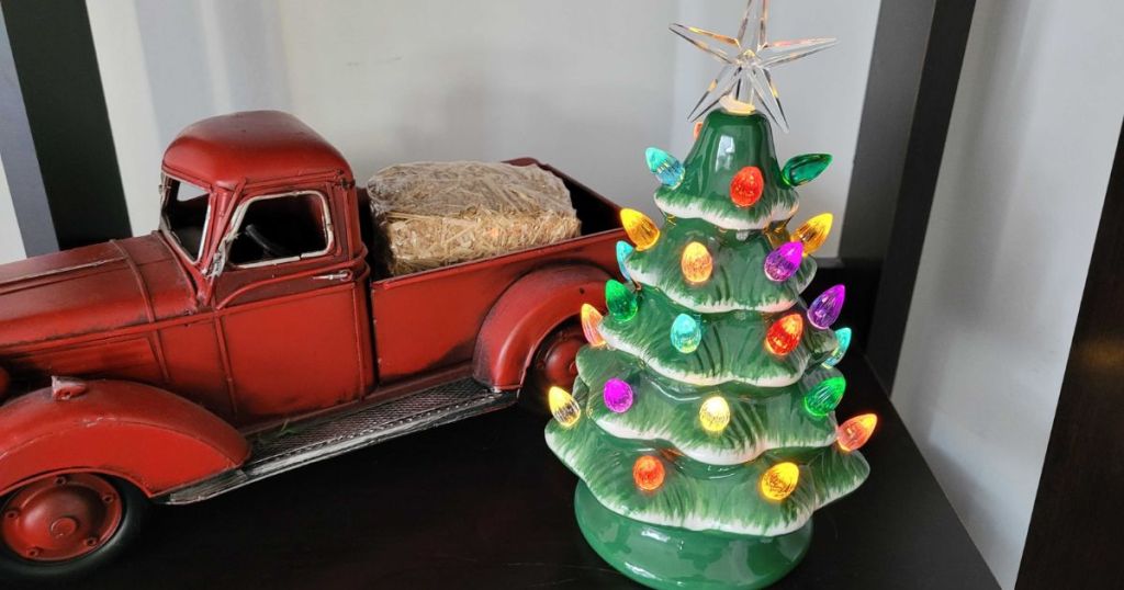 LED Lighted Ceramic Christmas Tree from Dollar Tree
