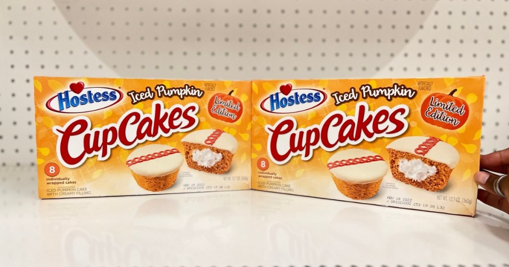 hostess iced pumpkin cupcakes 8-count boxes in store 