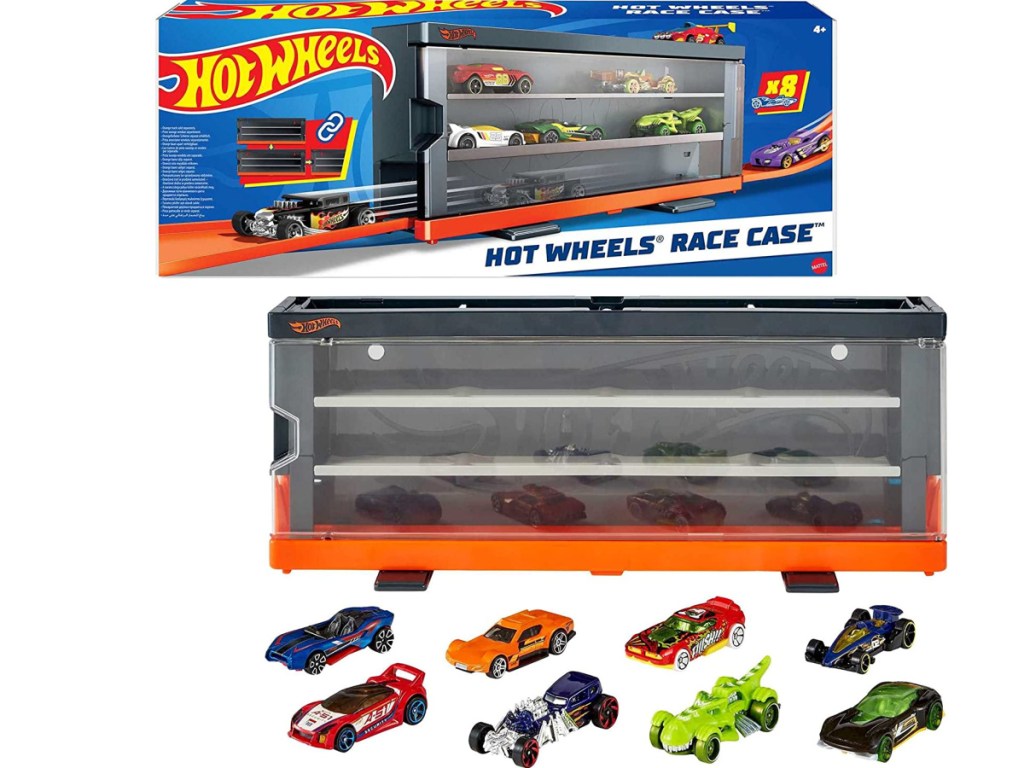 Hot Wheels Interactive Display Case and cars