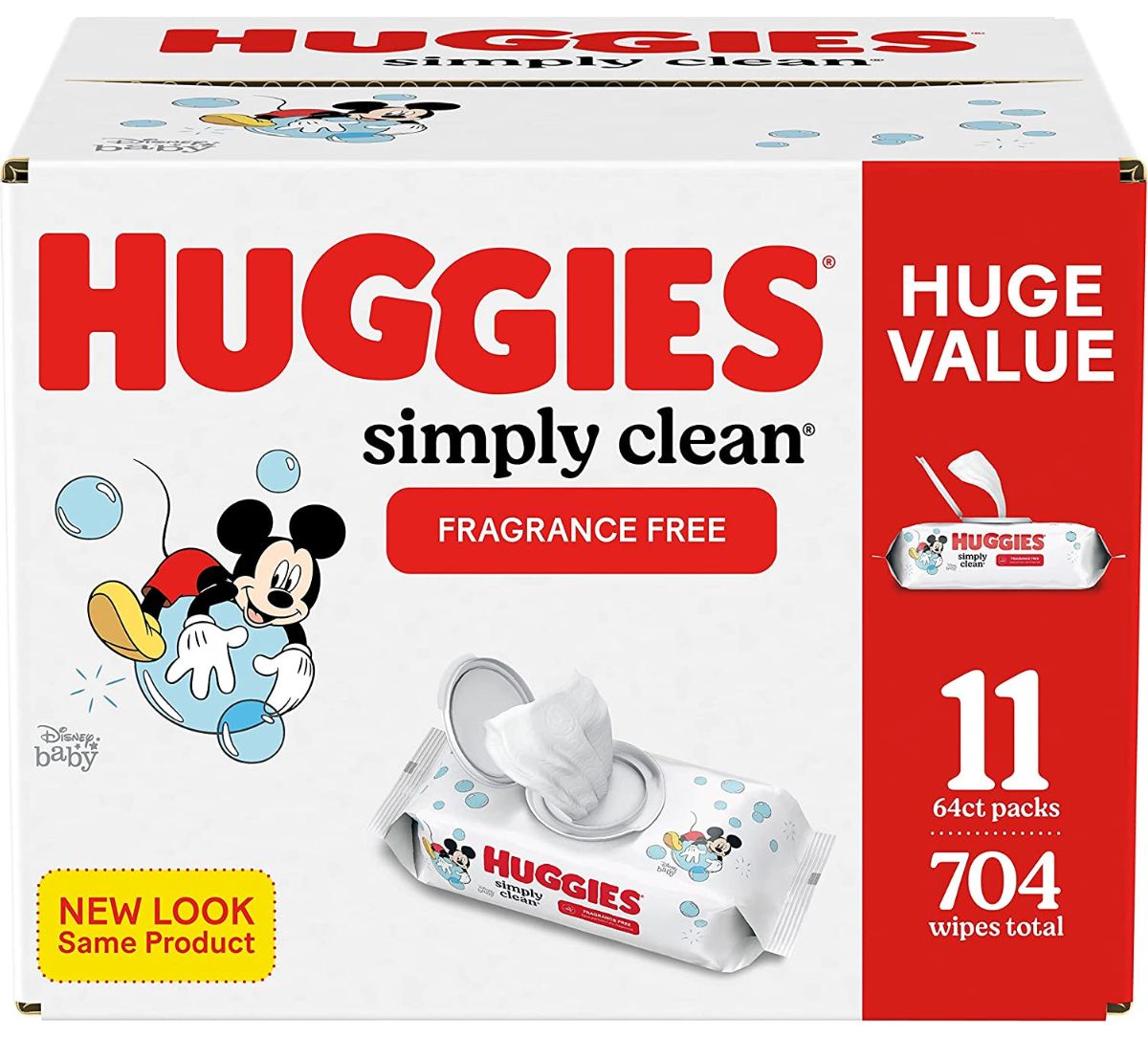 A box of Huggies simply clean baby wipes 704 count