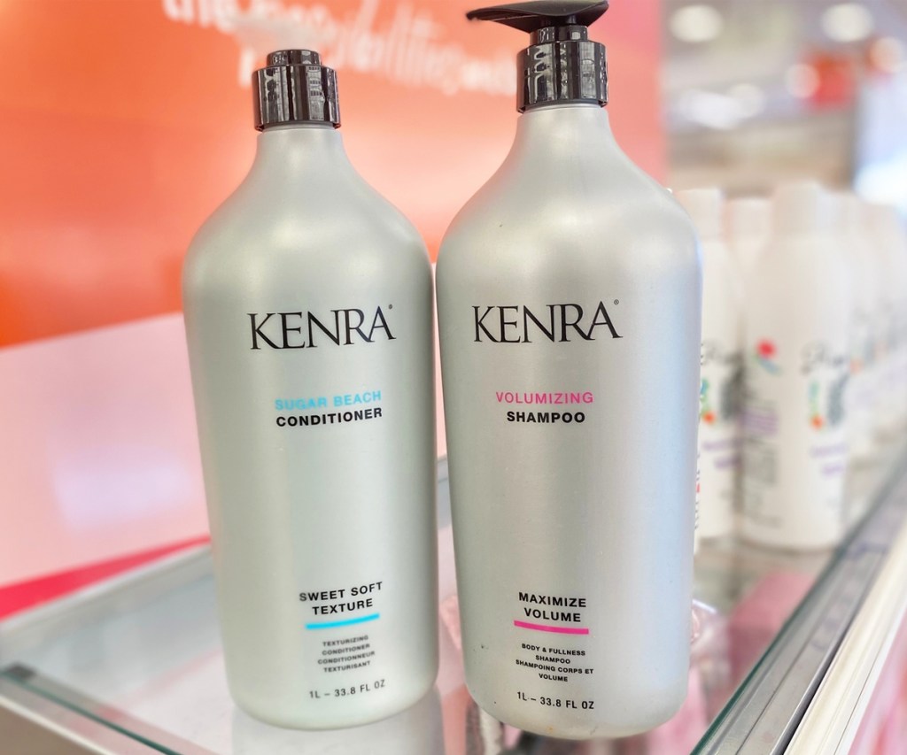 kenra shampoo and conditioner liters on shelf