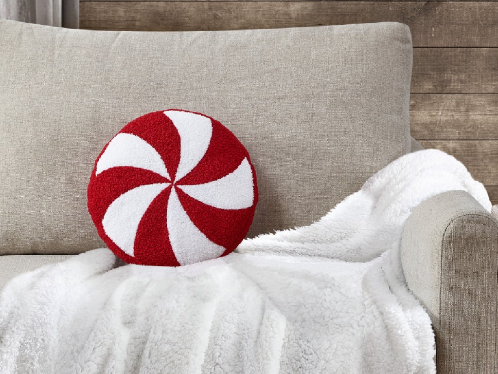 Mainstays Peppermint Shape Decorative Throw Pillow