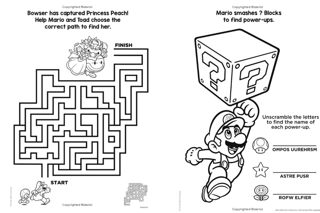 Mario activity book inside pages