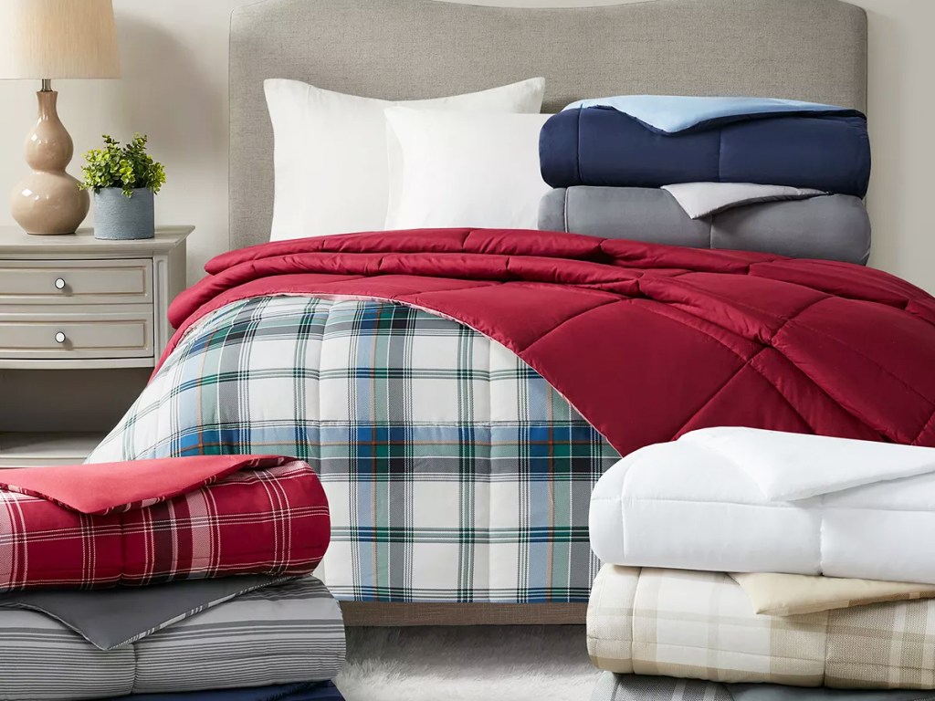 Martha Stewart Down Alternative Reversible Comforters on bed