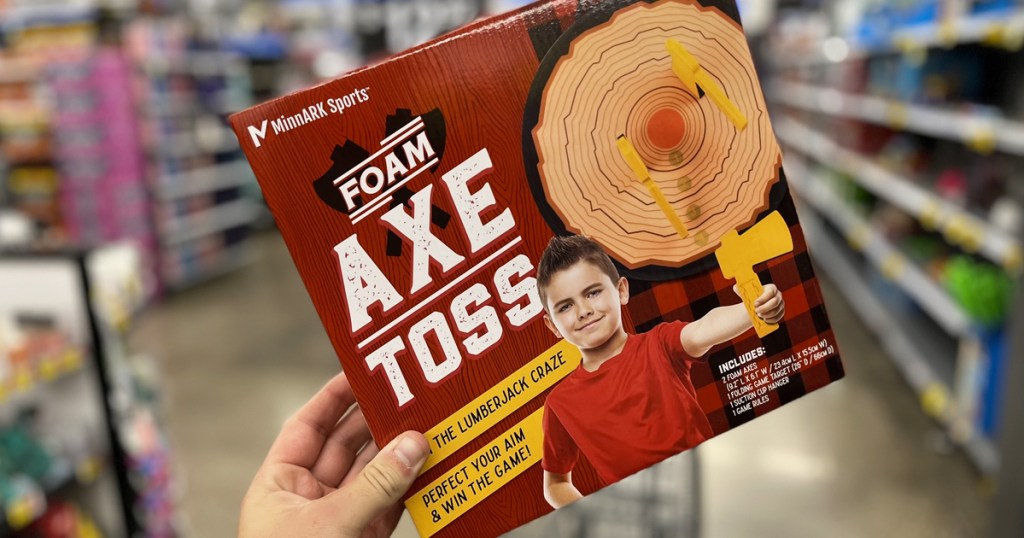 hand holding box for foam axe toss game