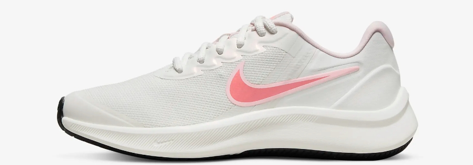 white and pink Nike shoe